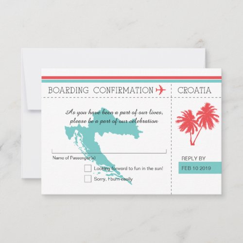 Croatia Boaring Pass RSVP Teal and Coral