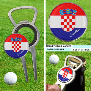 Croatia bottle opener, golf marker, Croatian Flag Divot Tool