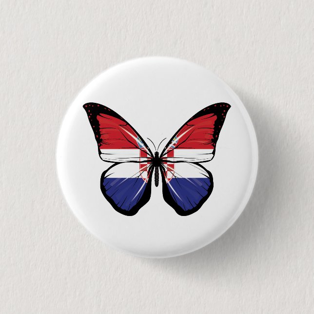 Croatia Butterfly Flag Button (Front)