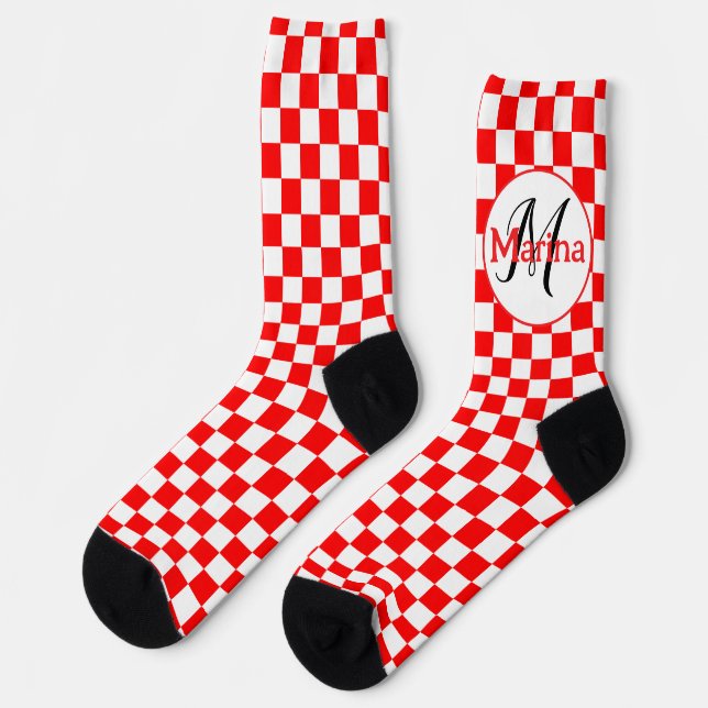 Croatia Checkered Monogram  Socks (Left)