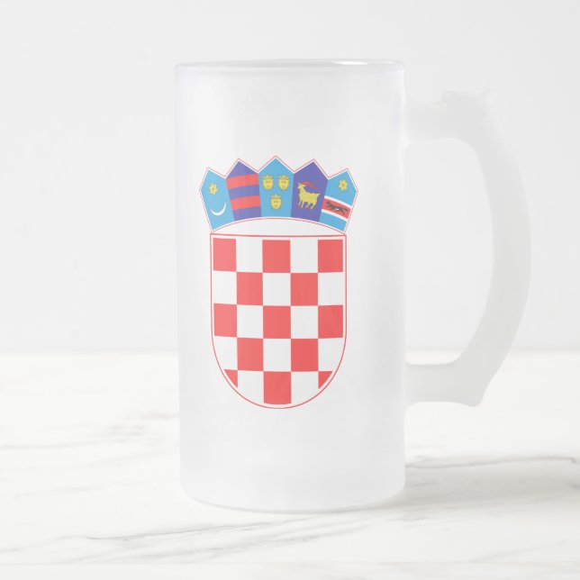 Croatia Coat Of Arms Frosted Glass Beer Mug (Right)
