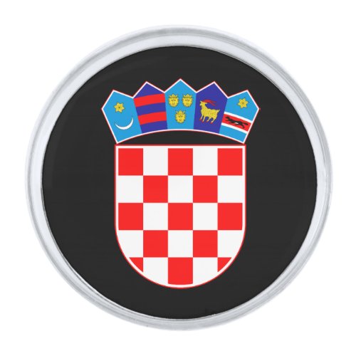 Croatia coat of arms silver finish lapel pin