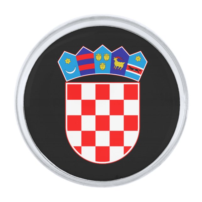 Croatia coat of arms silver finish lapel pin (Front)