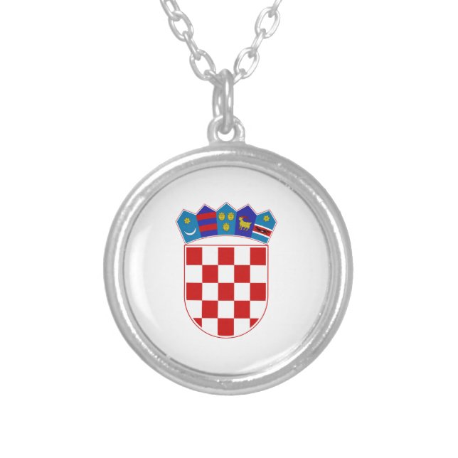 Croatia Coat of Arms Silver Plated Necklace (Front)