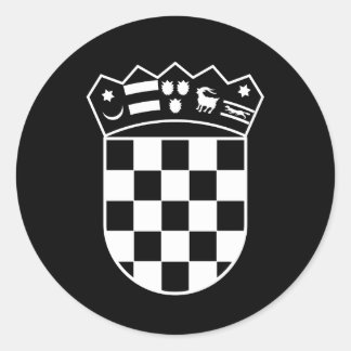 Croatia coat of arms, simple, checkerboard classic round sticker