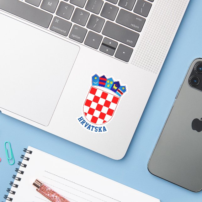 Croatia coat of arms sticker (Laptop w/ iPhone)
