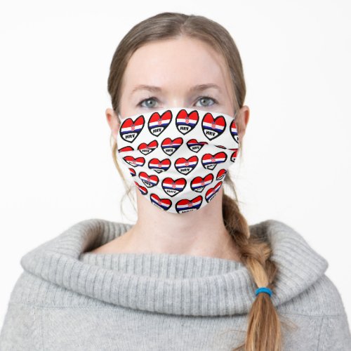 Croatia Country Code Flag Heart Hrvatska Adult Cloth Face Mask