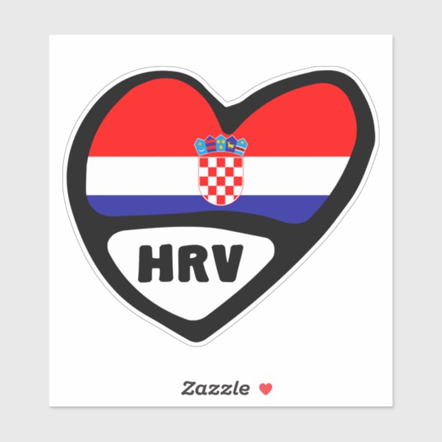 Croatia Country Code Flag Heart Hrvatska HRV Sticker (Sheet)