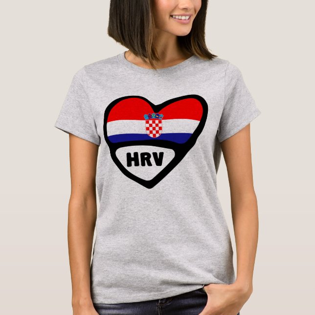 Croatia Country Code Flag Heart Hrvatska T-Shirt (Front)