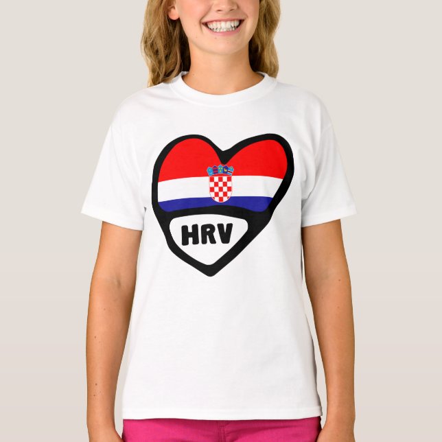 Croatia Country Code Flag Heart Hrvatska T-Shirt (Front)
