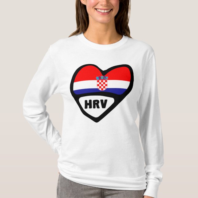 Croatia Country Code Flag Heart Hrvatska T-Shirt (Front)