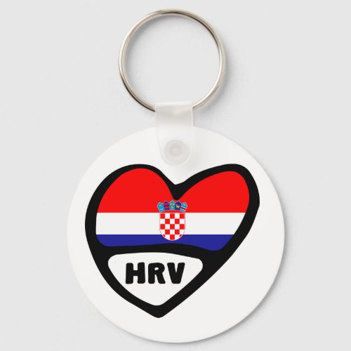 Croatia Country Code Flag Heart Keyring HRV Keychain