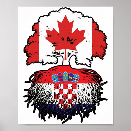Croatia Croatian Canadian Canada Tree Roots Flag Poster