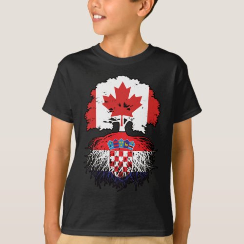 Croatia Croatian Canadian Canada Tree Roots Flag T_Shirt