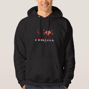 Croatia Croatian Flag Croatian Pride Heartbeat EKG Hoodie