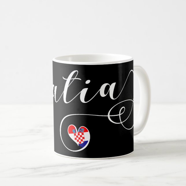 Croatia, Croatian Flag Heart Coffee Mug (Front Right)