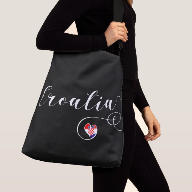 Croatia, Croatian Flag Heart Crossbody Bag (Close Up)
