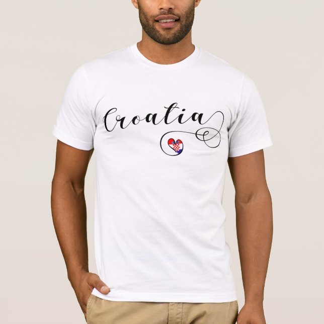 Croatia, Croatian Flag In A Heart T-Shirt (Front)