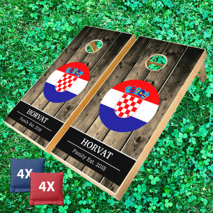 Croatia & Croatian Flag Rustic Wood / Family fun Cornhole Set