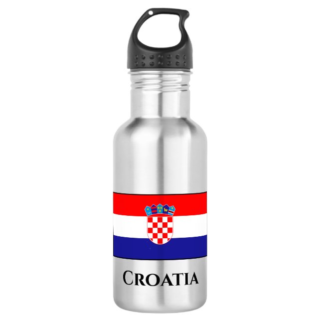 Croatia (Croatian) Flag Stainless Steel Water Bottle (Front)