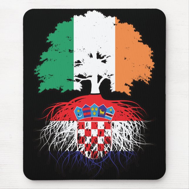 Croatia Croatian Irish Ireland Tree Roots Flag Mouse Pad (Front)