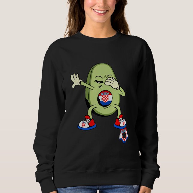 Croatia Dabbing Avocado Croatian Flag Hrvatska Soc Sweatshirt (Front)