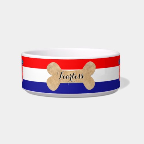 Croatia Dog Bowl Pet Name Croatian Flag Bone Bowl