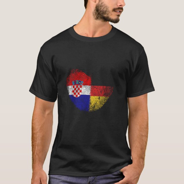 Croatia Fingerprint for proud German-Croatians T-Shirt (Front)
