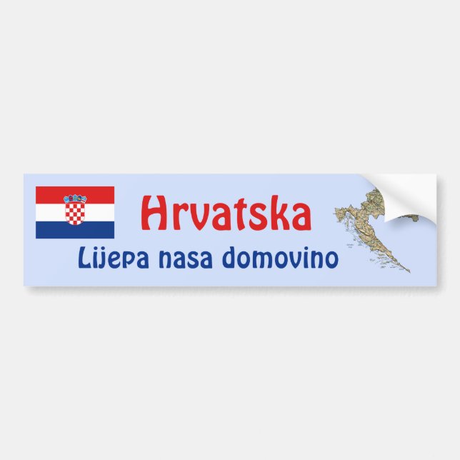 Croatia Flag and Map Bumper Sticker (Front)