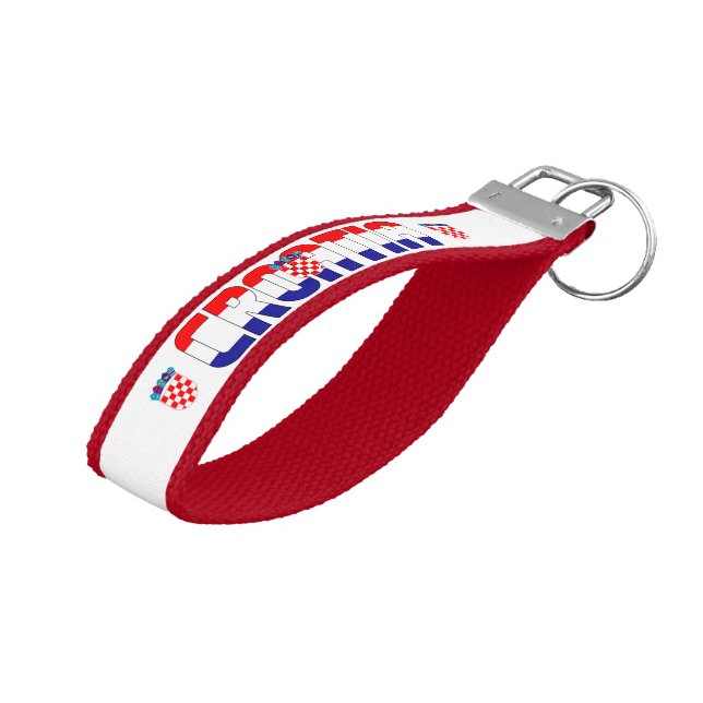 Croatia Flag Charming Patriotic Wrist Keychain (Angled Up)