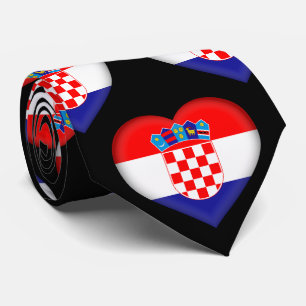 Croatia Flag Colors Heart Pattern Neck Tie