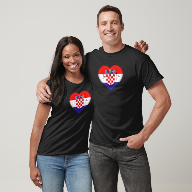 Croatia Flag Colors Heart T-Shirt (Unisex)
