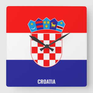 Croatia Flag Dazzling Patriotic Square Wall Clock