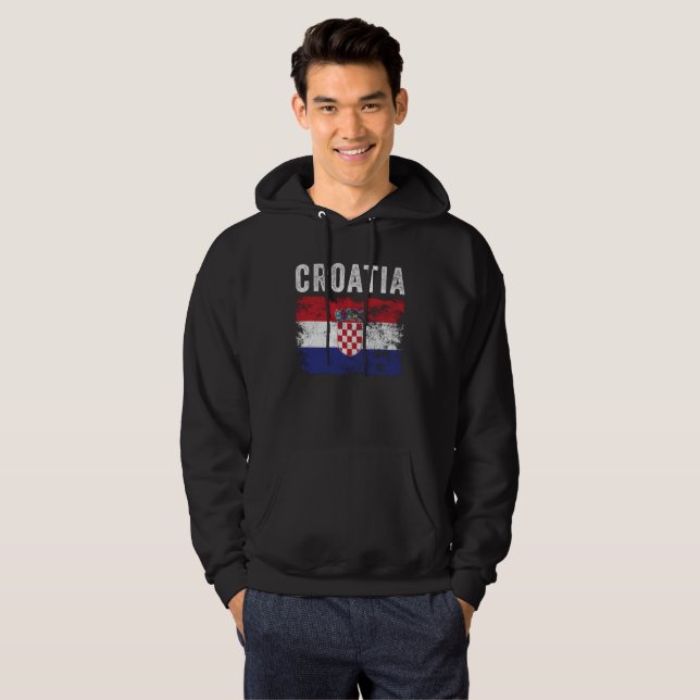 Croatia Flag Distressed - Croatian Flag Hoodie (Front Full)