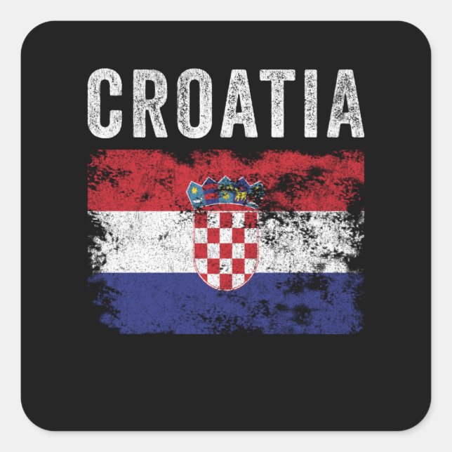 Croatia Flag Distressed - Croatian Flag Square Sticker (Front)