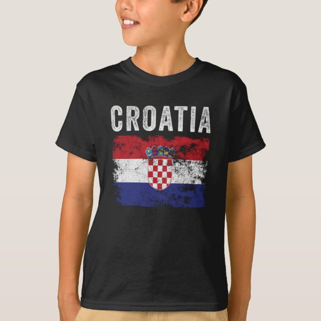 Croatia Flag Distressed - Croatian Flag T-Shirt (Front)