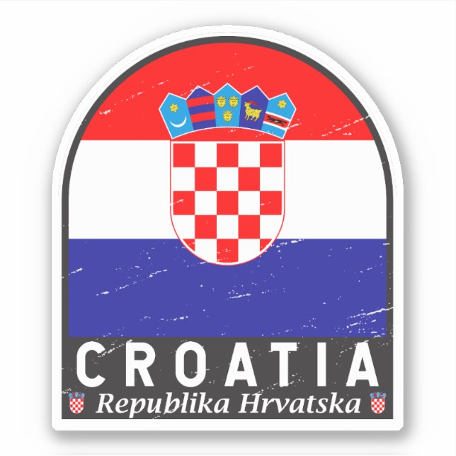 Croatia Flag Emblem Distressed Vintage Sticker (Front)