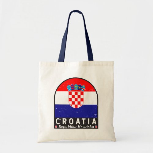 Croatia Flag Emblem Distressed Vintage Tote Bag