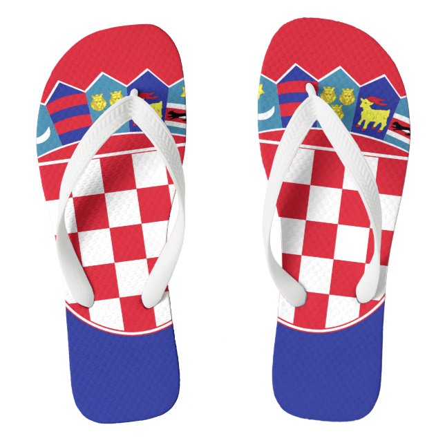 Croatia Flag Emblem Flip Flops (Footbed)