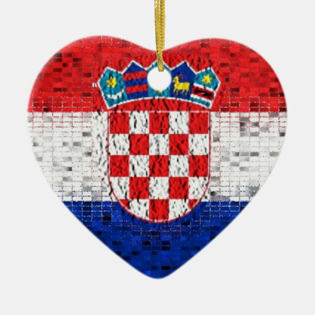 Croatia Flag glitter ornament (Front)