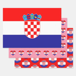 Croatia Flag, Heart & Croatian Fashion / Gift Set Wrapping Paper Sheets
