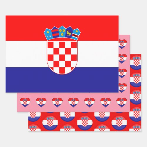 Croatia Flag Heart  Croatian Fashion  Gift Set Wrapping Paper Sheets