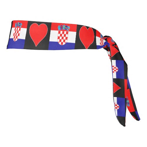 Croatia Flag Heart Love Pattern Croatian Pride Tie Headband
