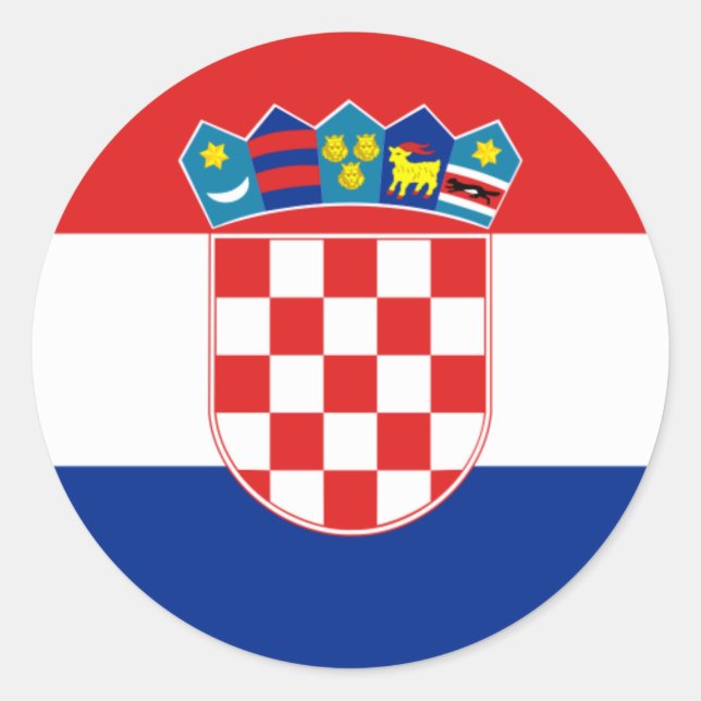 Croatia Flag HR Hrvatska Classic Round Sticker (Front)