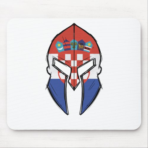 Croatia flag in Spartan warrior Helmet Mouse Pad
