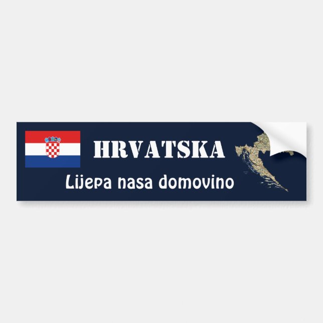 Croatia Flag + Map Bumper Sticker (Front)
