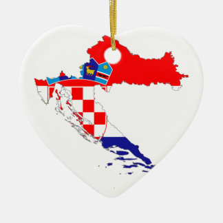 Croatia Flag Map Ceramic Ornament
