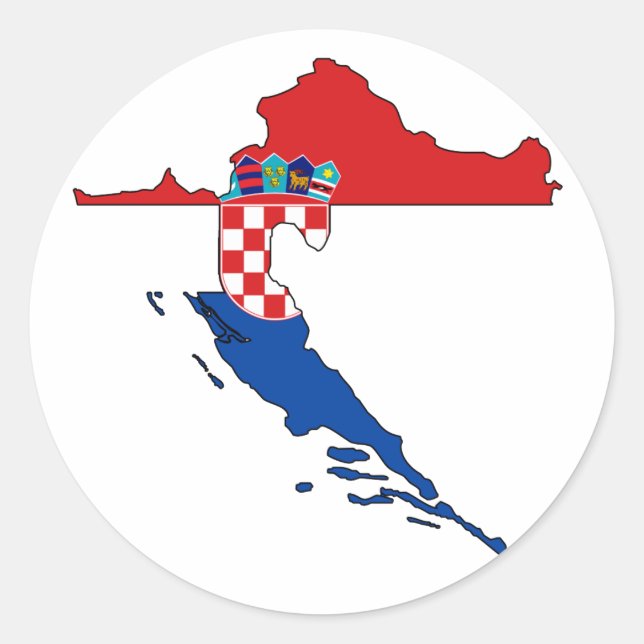 Croatia flag map classic round sticker (Front)