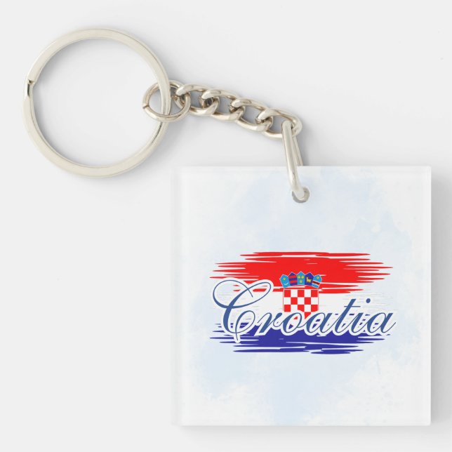  Croatia flag map Keychain (Front)