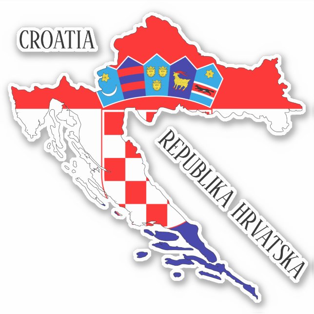 Croatia Flag Map Outline Sticker (Front)